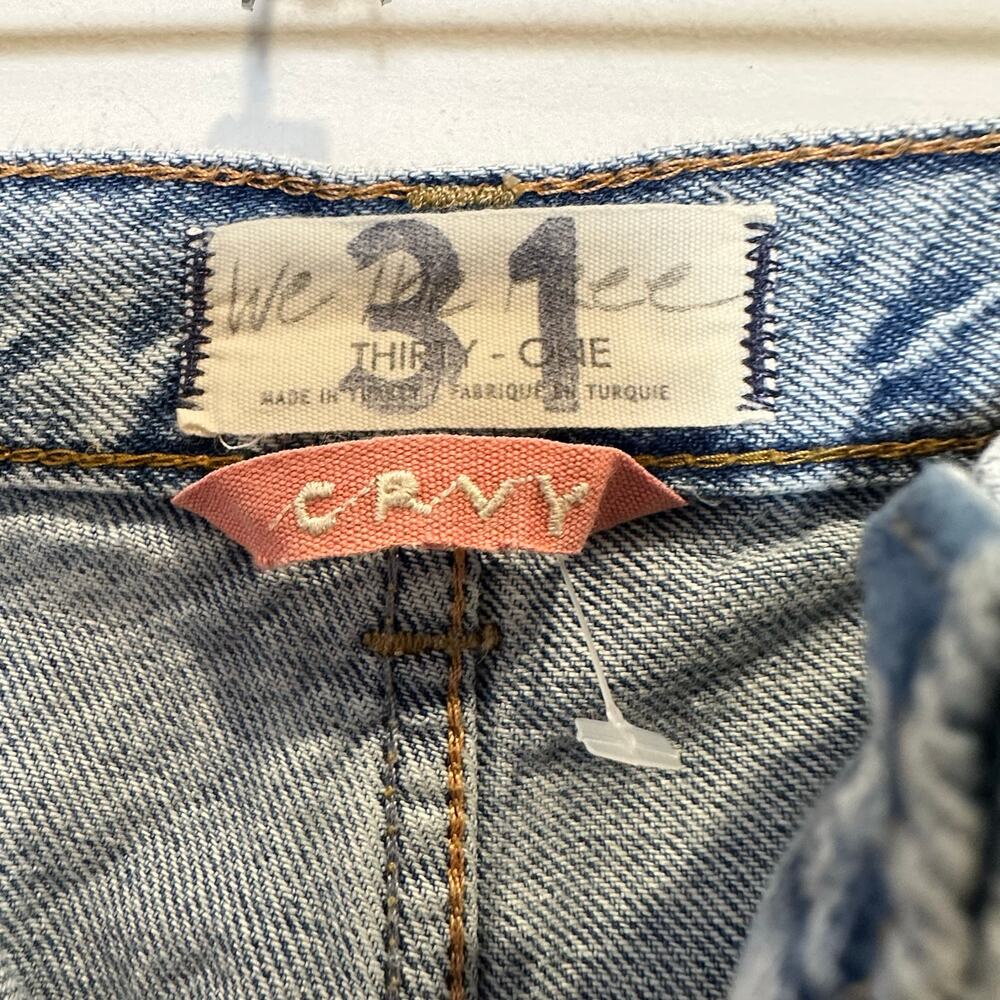 We The Free Jeans 31 Light Blue Curvy High Rise Button Fly Raw Hem Boho‎ Retro - Picture 5 of 12